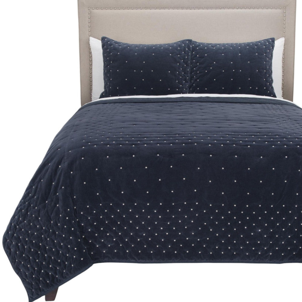 Indigo Polka Dots Queen Quilt