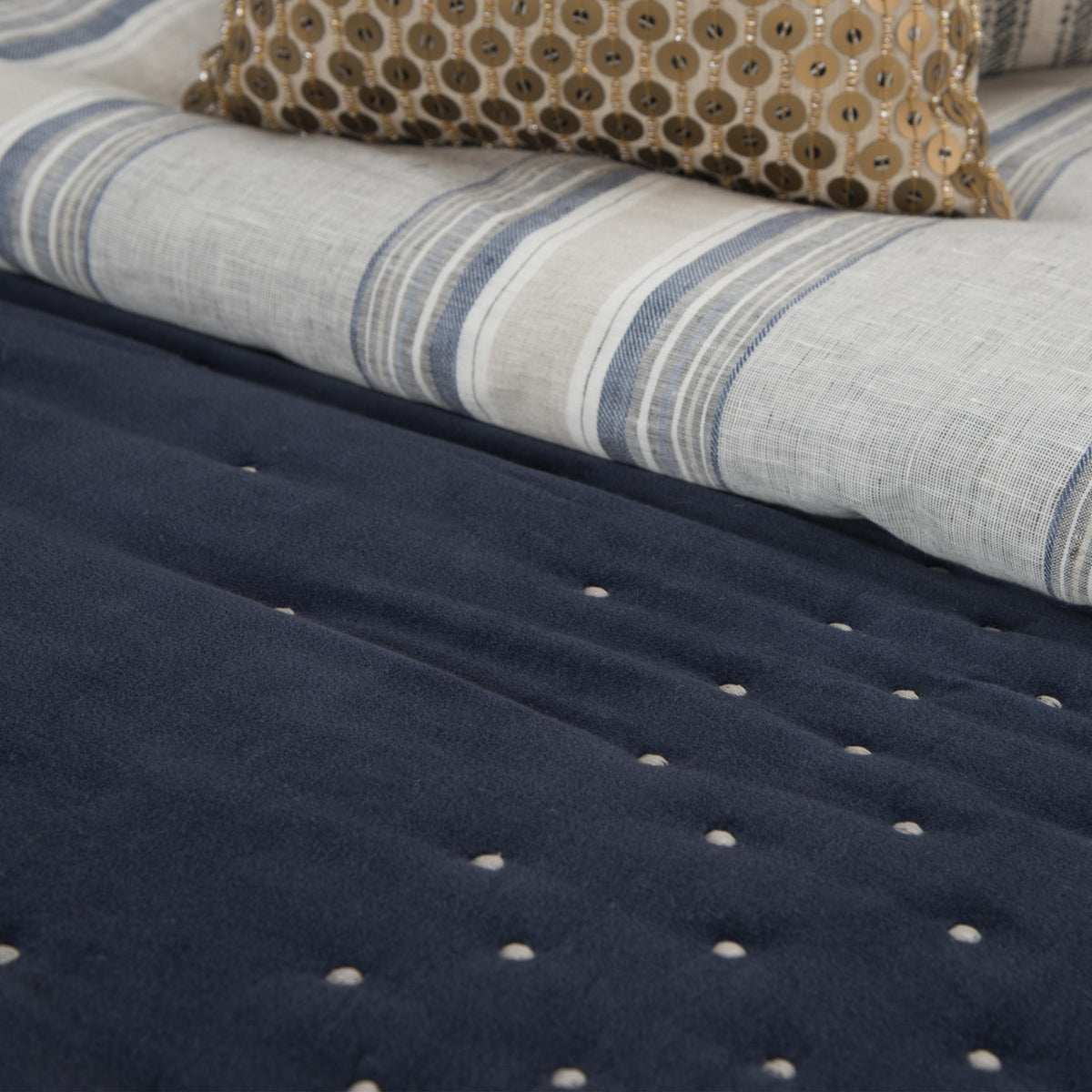 Indigo Polka Dots Queen Quilt