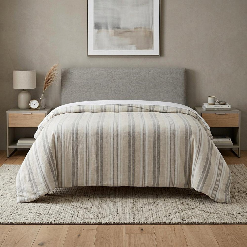 Natural Queen Linen Washable Polyester Duvet Cover