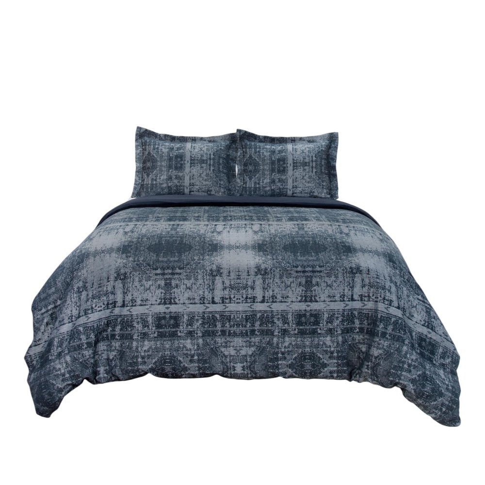 Indigo King Cotton Washable Polyester Duvet Cover Set With Two Shams