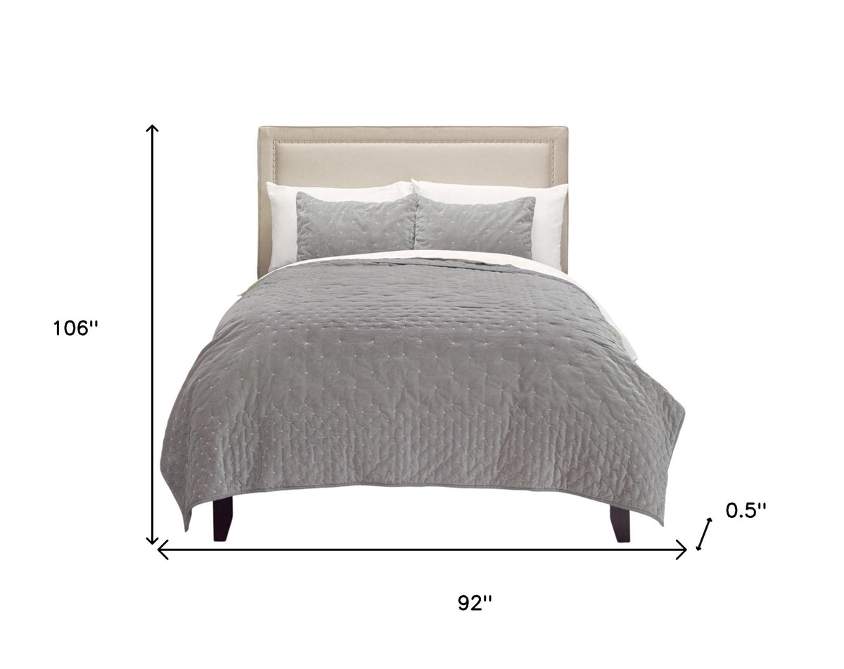 Gray Polka Dots King Quilt