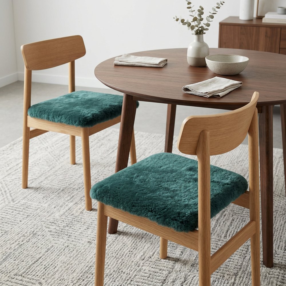 Set Of Two 17" X 17" Emerald Linen Solid Color Dining Chair Pad