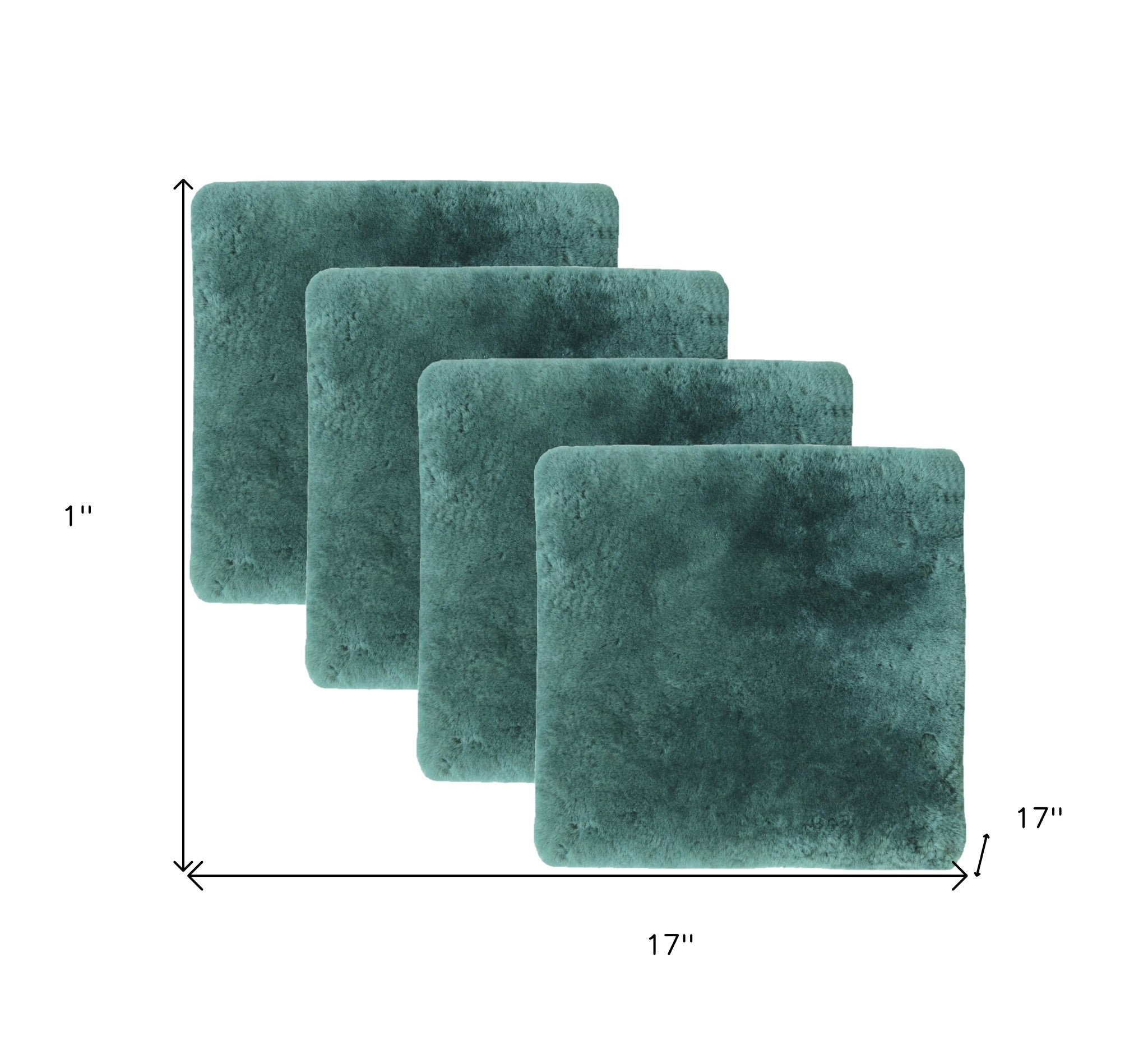 Set Of Four 17" X 17" Emerald Linen Solid Color Dining Chair Pad
