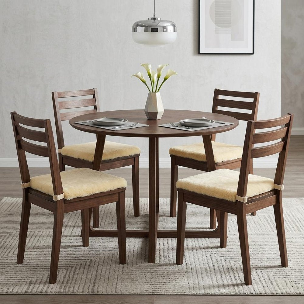 Set Of Four 17" X 17" Cornsilk Linen Solid Color Dining Chair Pad