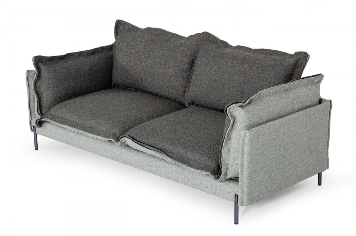 Modern 87" Two Tone Grey Sofa With Reversible Cushions