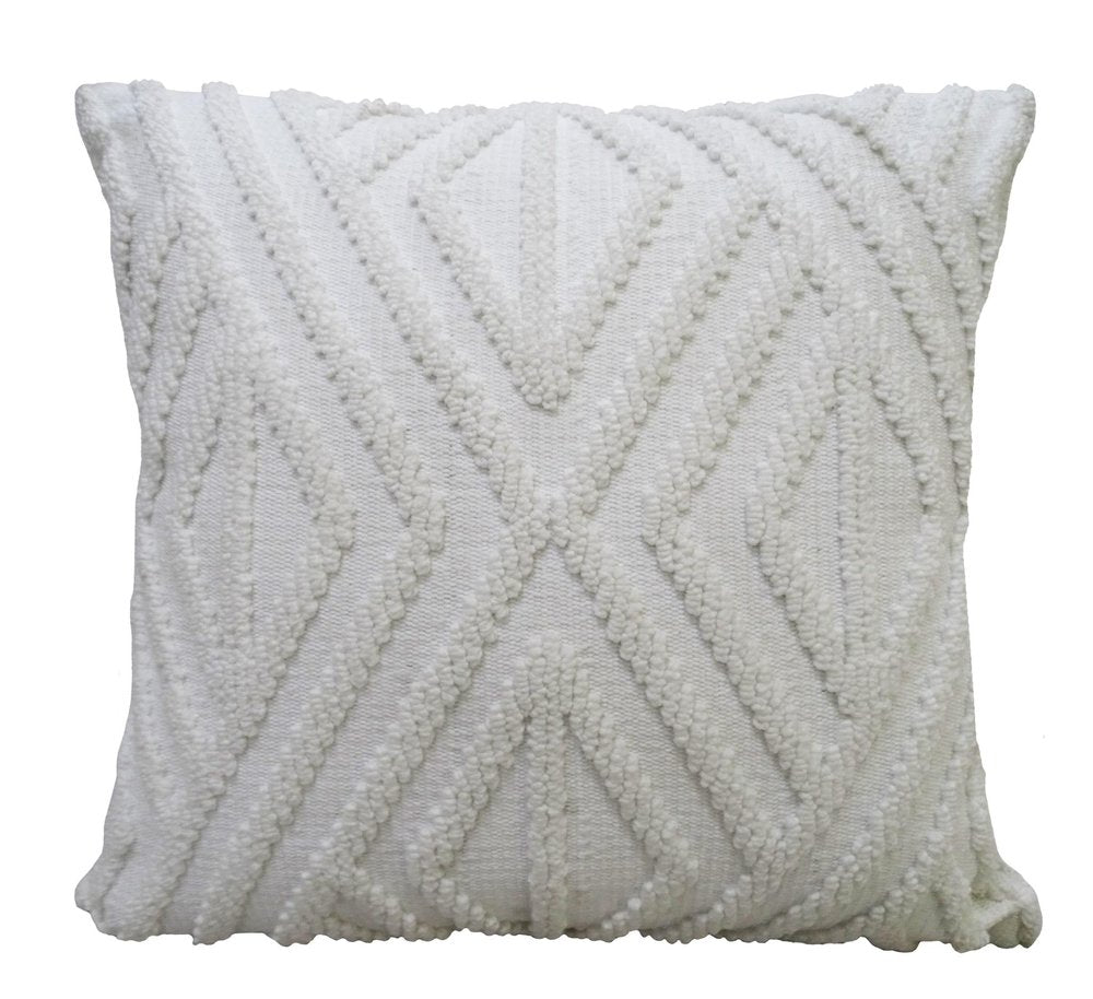 18" X 18" White Zippered Diamond Indoor Outdoor Throw Pillow