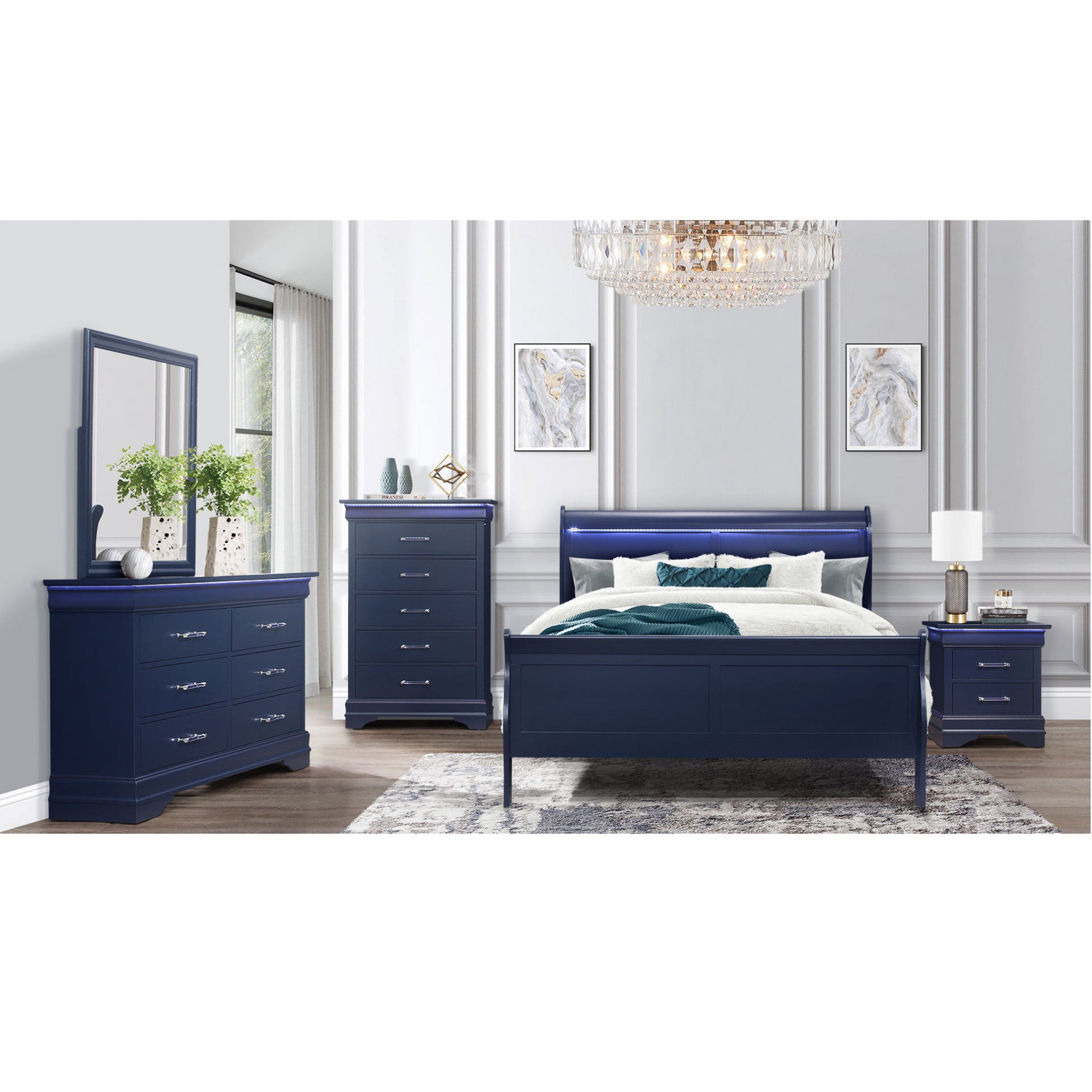 Solid Wood Standard Upholstered Bed