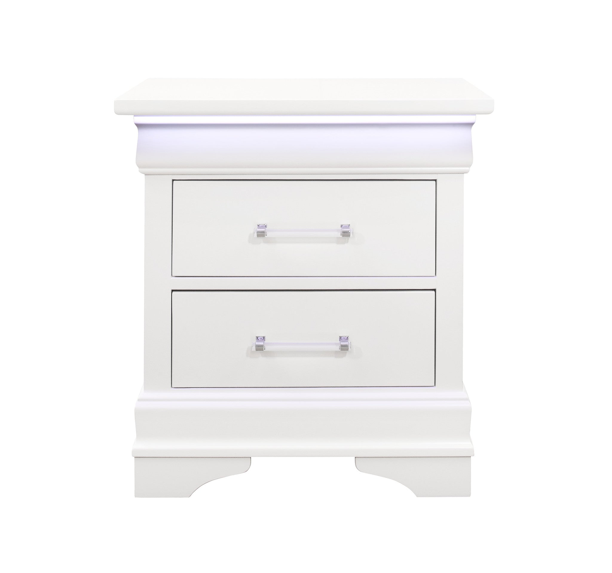 24" White Two Drawer Nightstand