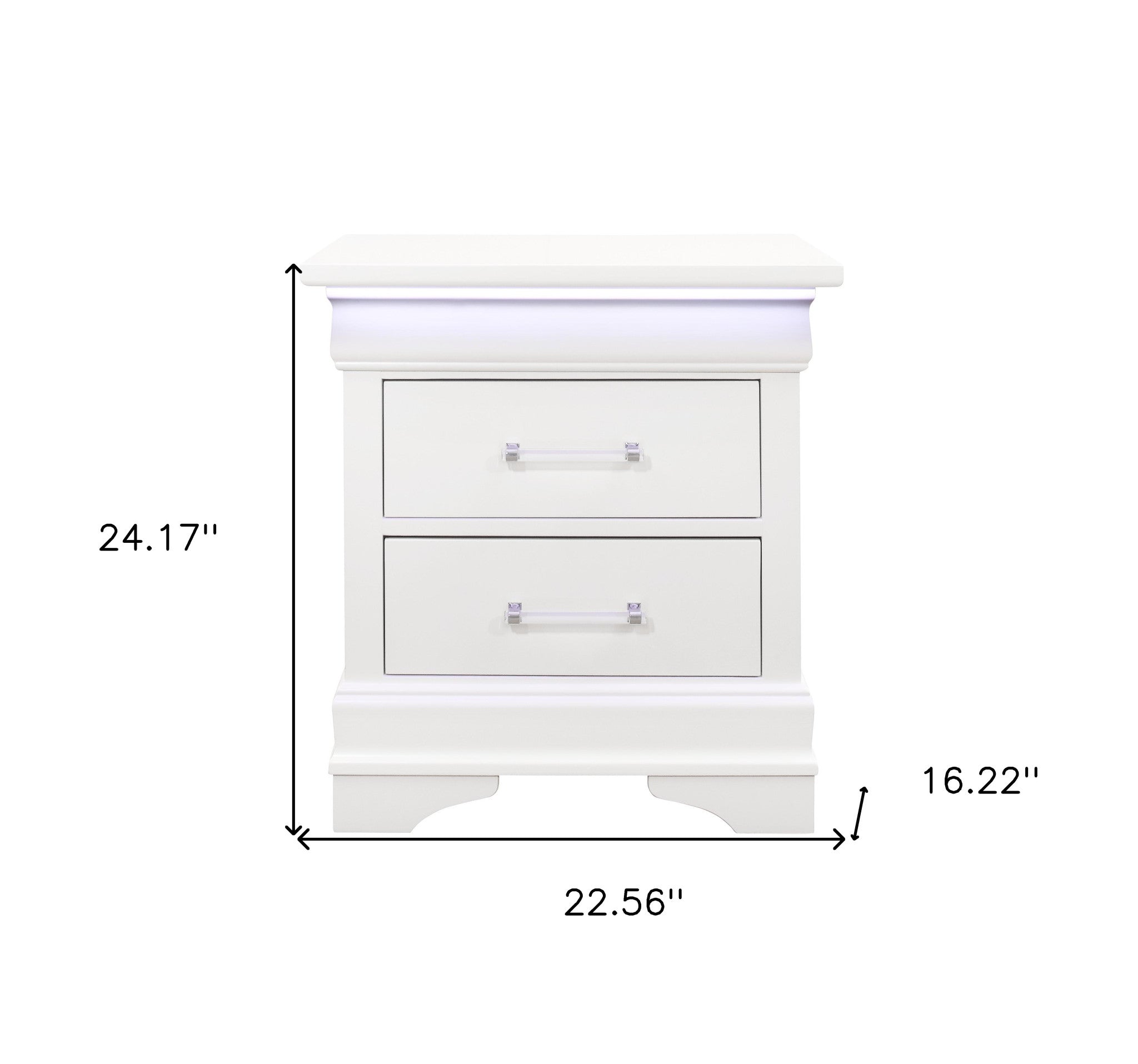 24" White Two Drawer Nightstand