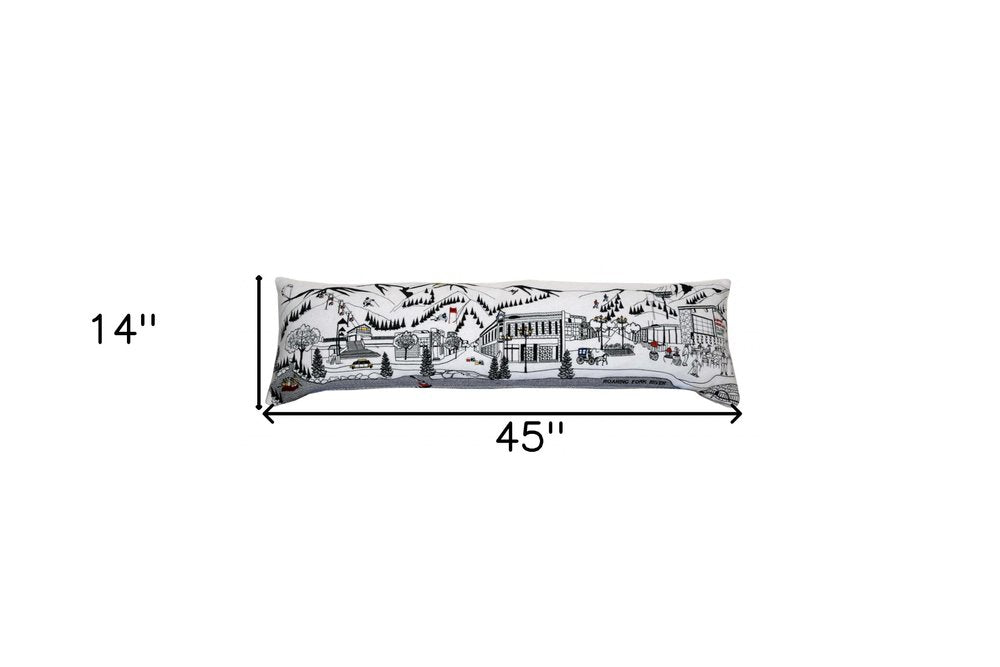 14" X 45" Cream Aspen Daylight Skyline Lumbar Decorative Pillow