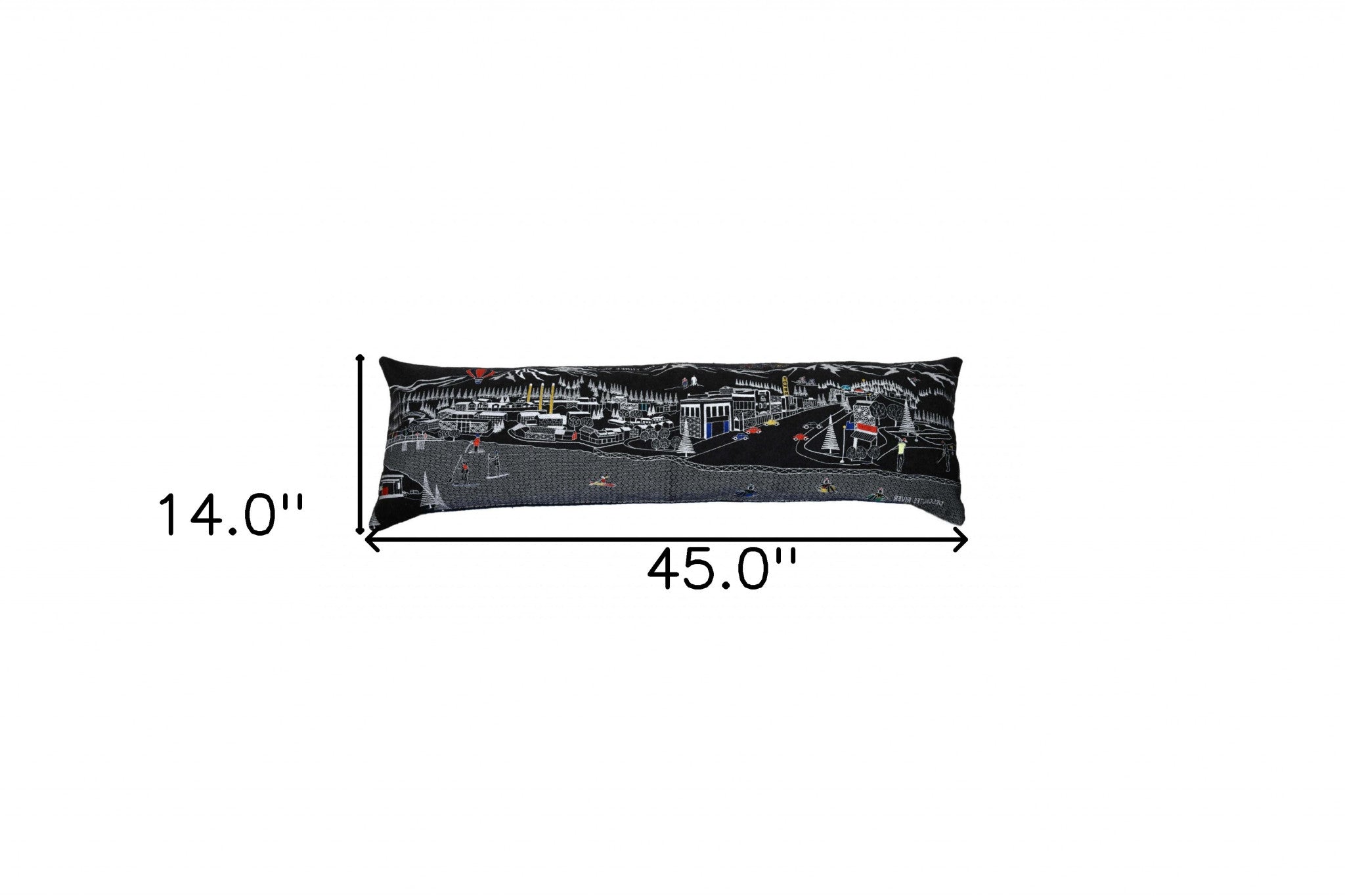 45" Black Bend Nighttime Skyline Lumbar Decorative Pillow
