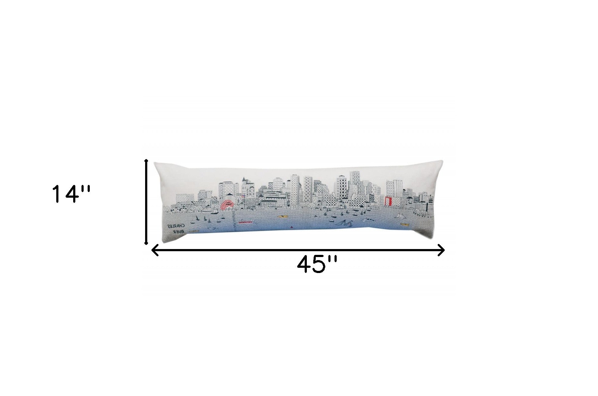 45" White Boston Daylight Skyline Lumbar Decorative Pillow