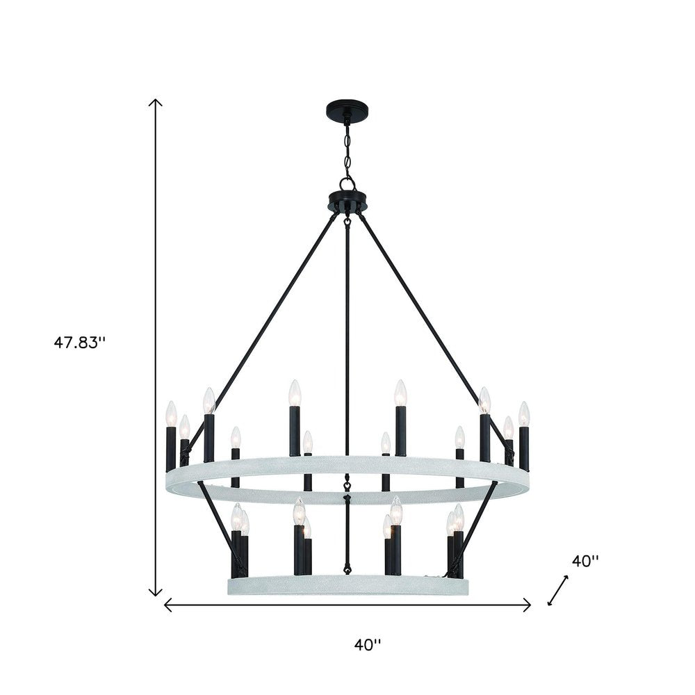 Black And White Candle Style Multi Light Metal Dimmable Chandelier