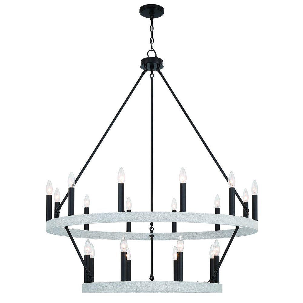 Black And White Candle Style Multi Light Metal Dimmable Chandelier
