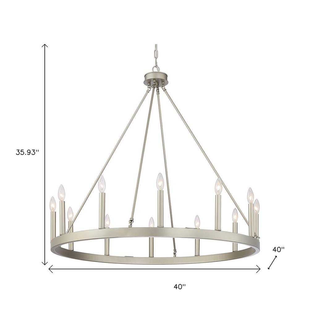 Silver Candle Style Twelve Light Metal Dimmable Chandelier