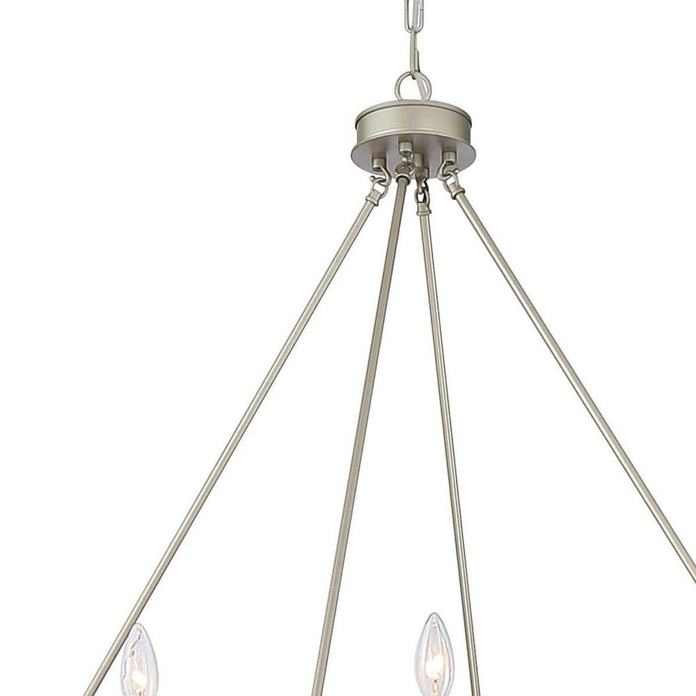 Silver Candle Style Twelve Light Metal Dimmable Chandelier
