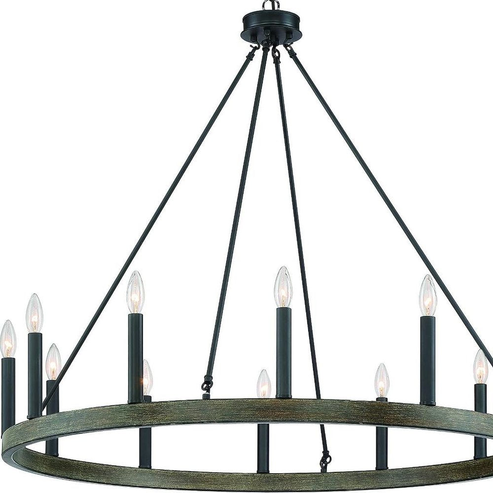 Black Candle Style Twelve Light Metal Dimmable Chandelier