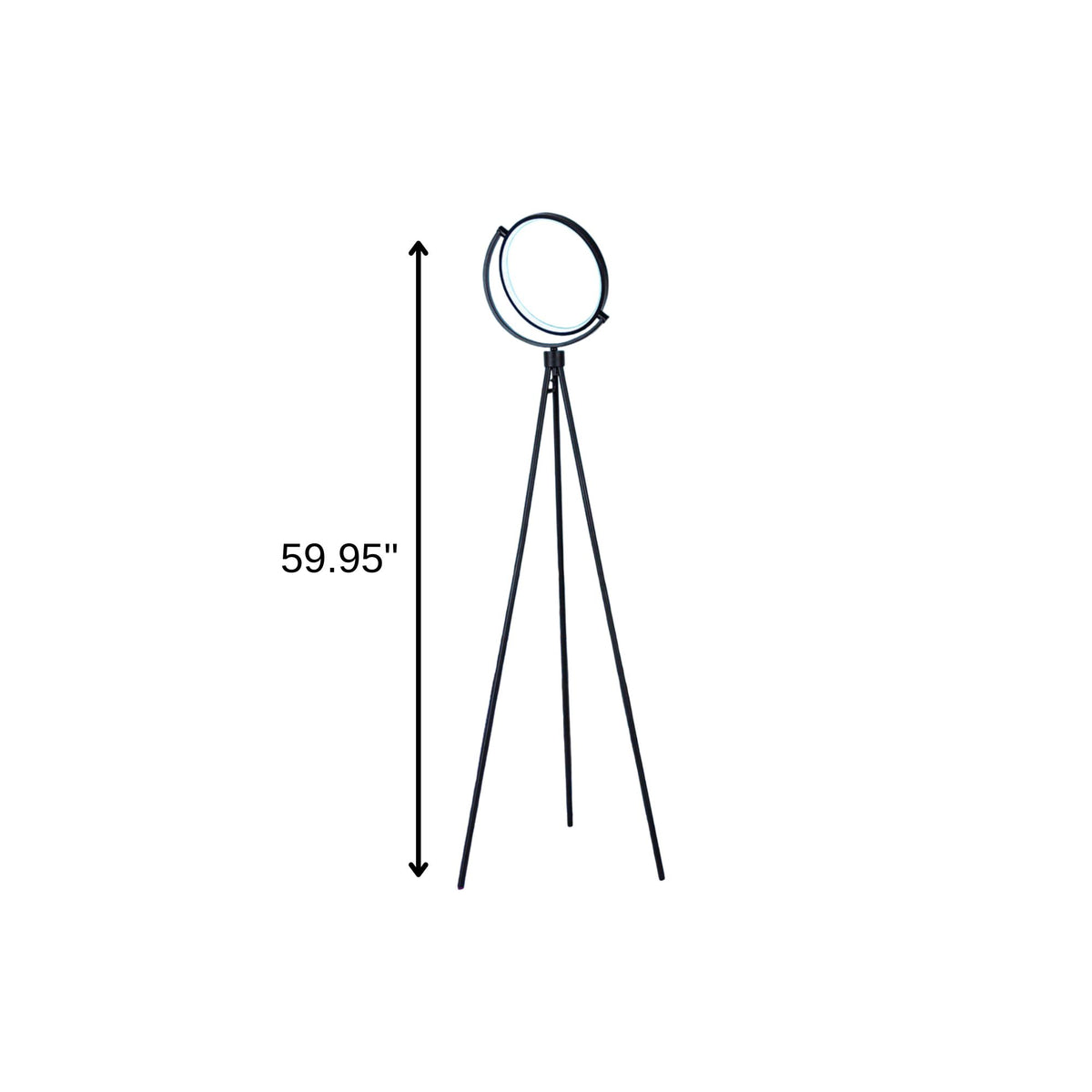 60" Black LED Tripod Floor Lamp With Black Metal Novelty Shade