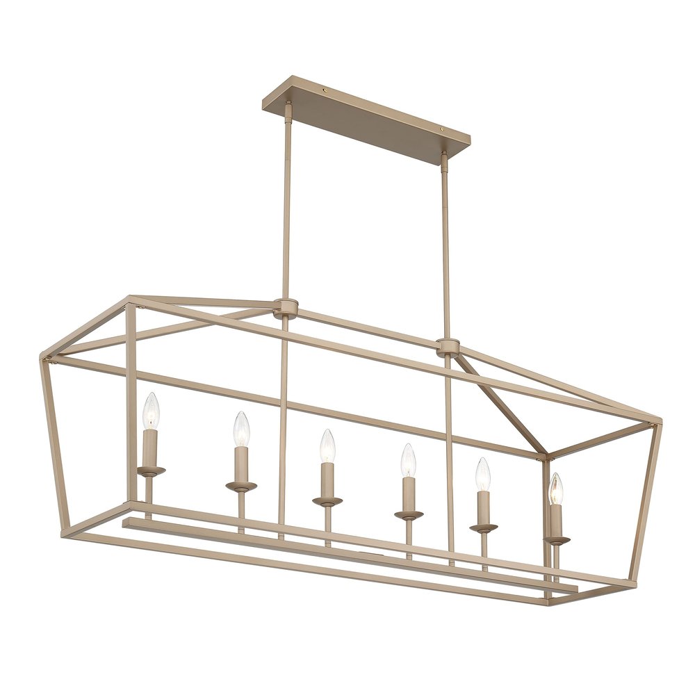 Brass Candle Style Six Light Metal Dimmable Chandelier