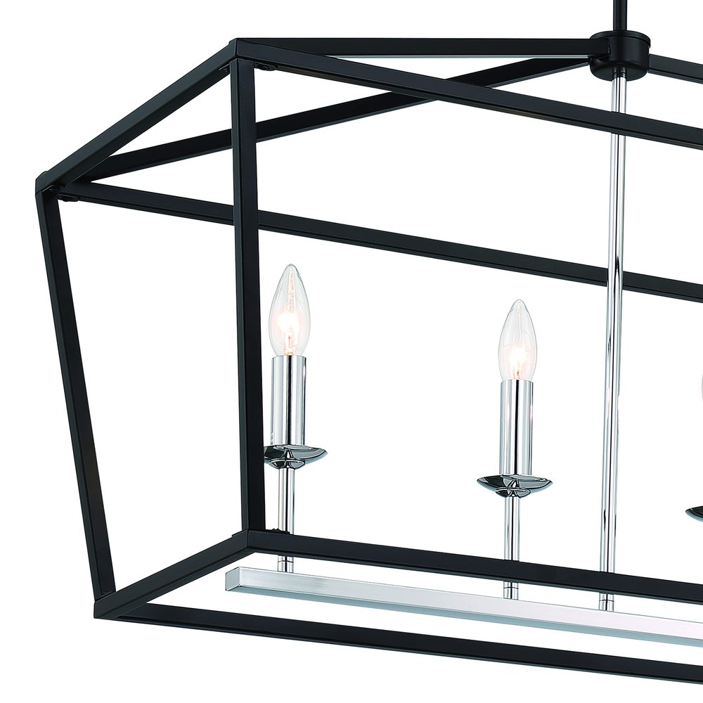 Black Candle Style Six Light Metal Dimmable Chandelier