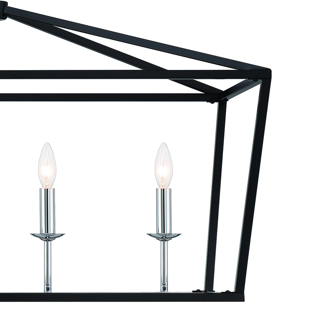 Black Candle Style Six Light Metal Dimmable Chandelier