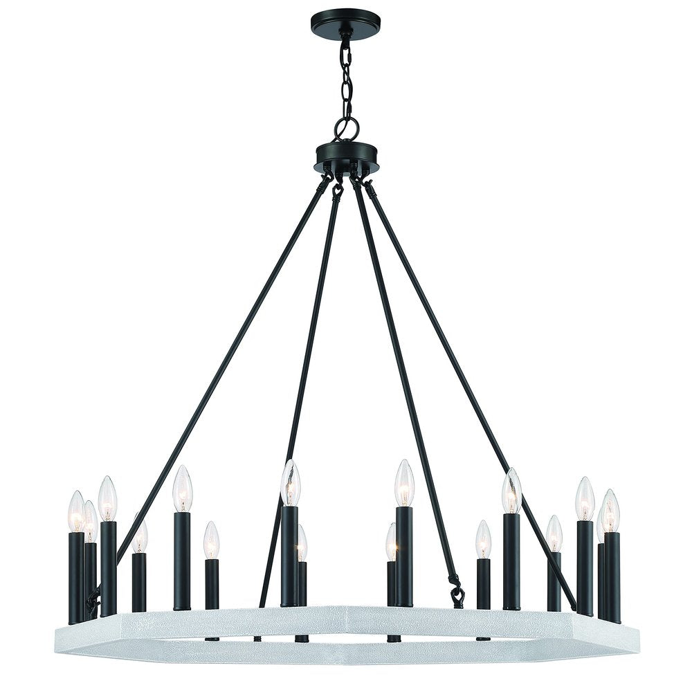 Black And White Candle Style Multi Light Metal Dimmable Chandelier