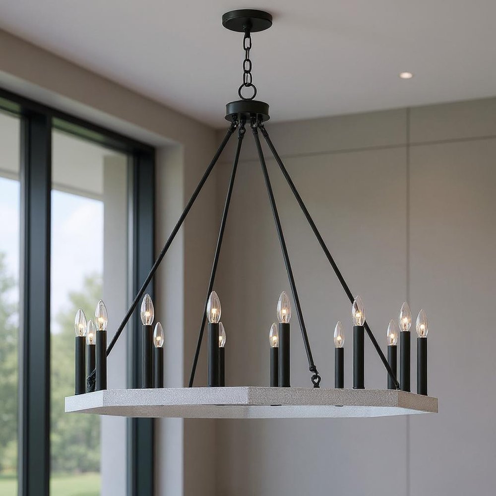 Black And White Candle Style Multi Light Metal Dimmable Chandelier