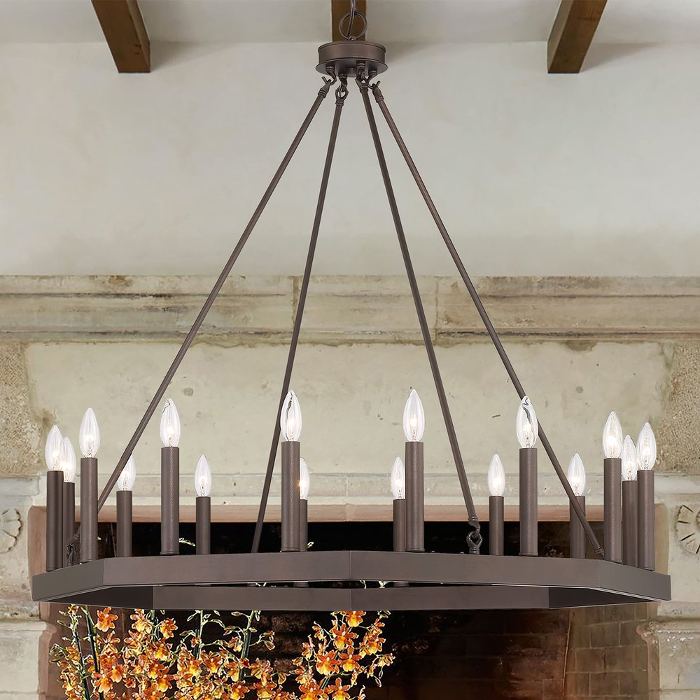 Black Candle Style Multi Light Metal Dimmable Chandelier