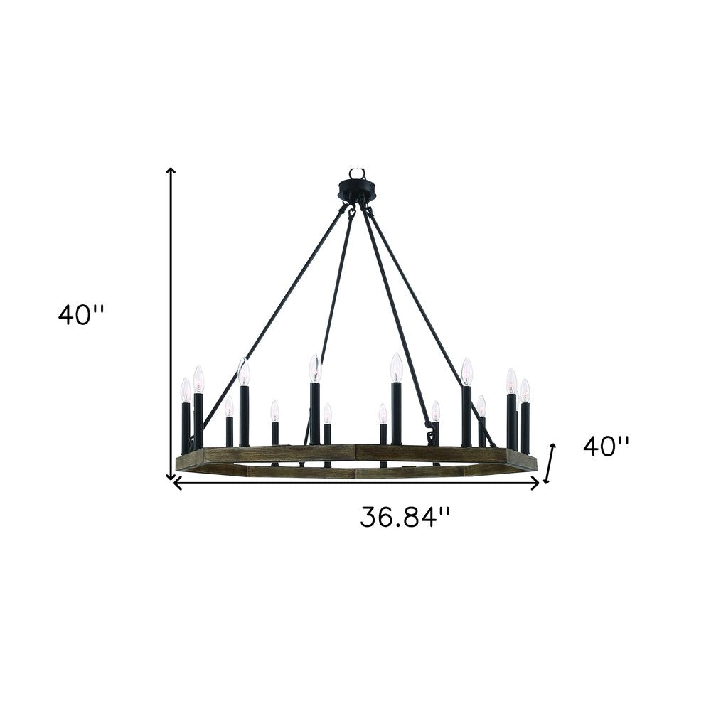 Brown And Black Candle Style Multi Light Metal Dimmable Chandelier