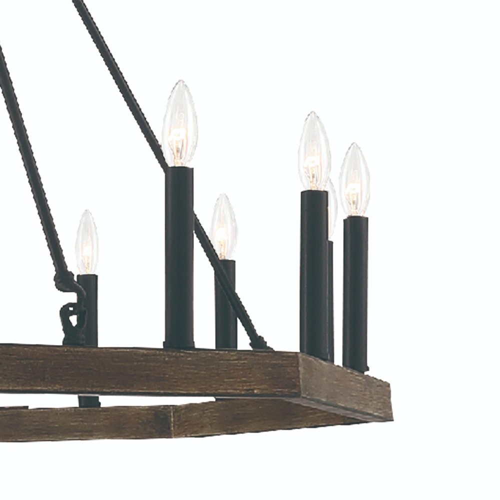 Brown And Black Candle Style Multi Light Metal Dimmable Chandelier