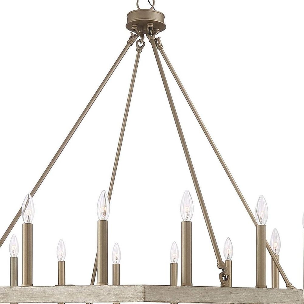 Brass Candle Style Multi Light Metal Dimmable Flush Chandelier