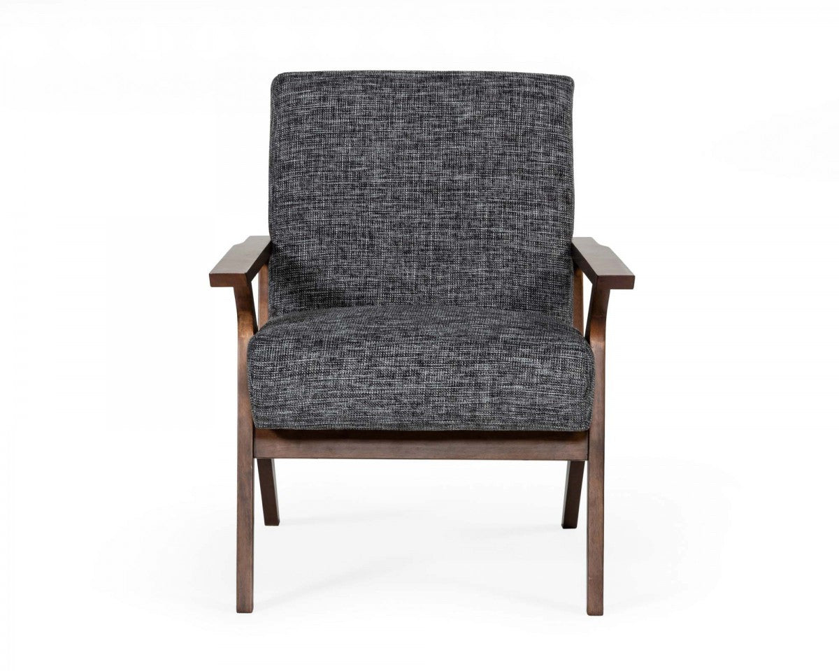 24" Grey And Walnut Solid Color Arm Chair