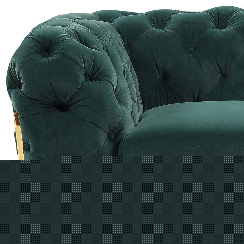 50" Green And Gold Velvet Tufted Club Chair