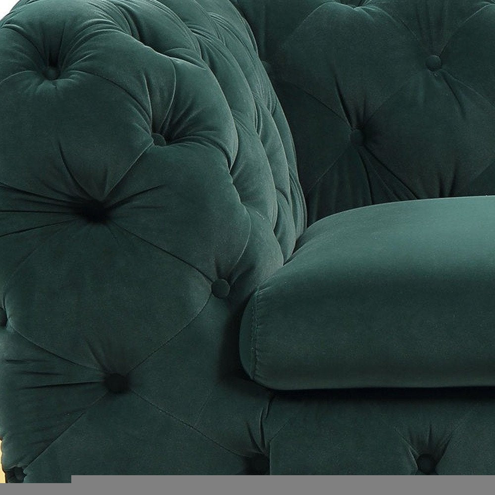 50" Green And Gold Velvet Tufted Club Chair