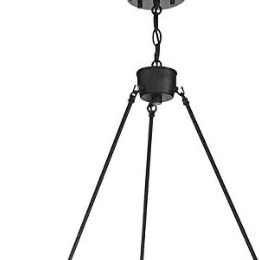 Black And Gold Candle Style Six Light Metal Dimmable Chandelier