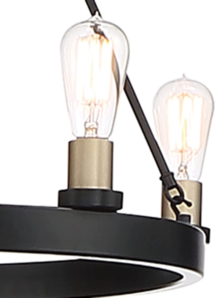 Black And Gold Candle Style Six Light Metal Dimmable Chandelier