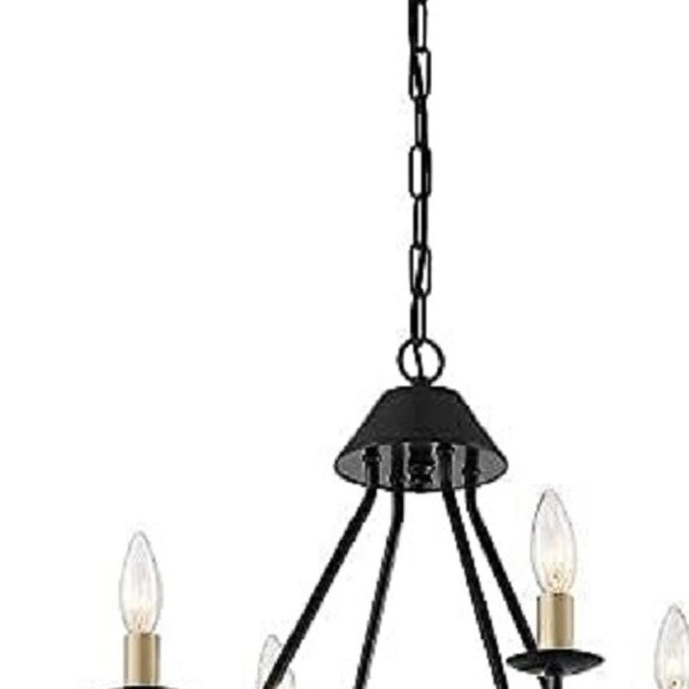 Black And Gold Candle Style Eight Light Metal Dimmable Chandelier