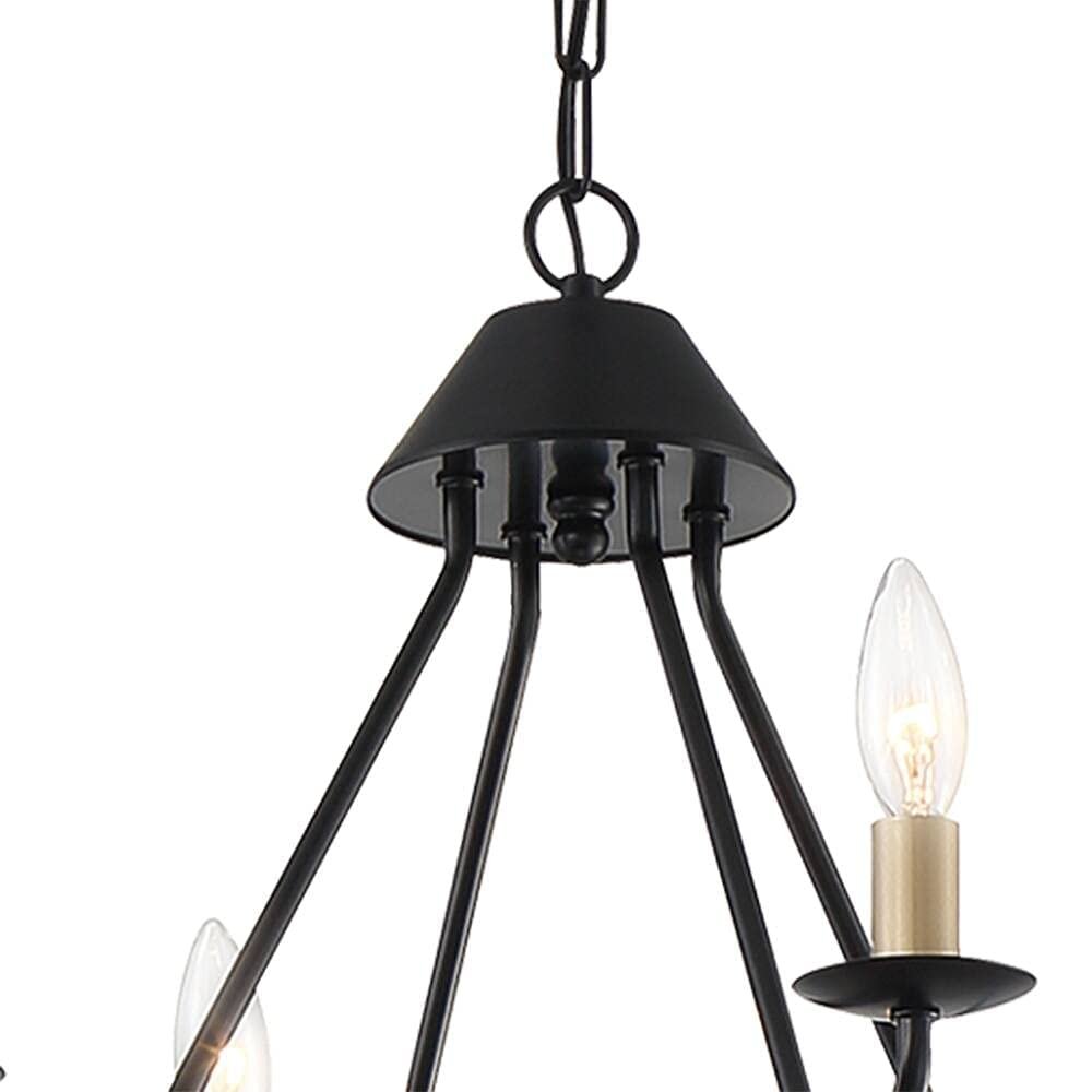 Black And Gold Candle Style Eight Light Metal Dimmable Chandelier