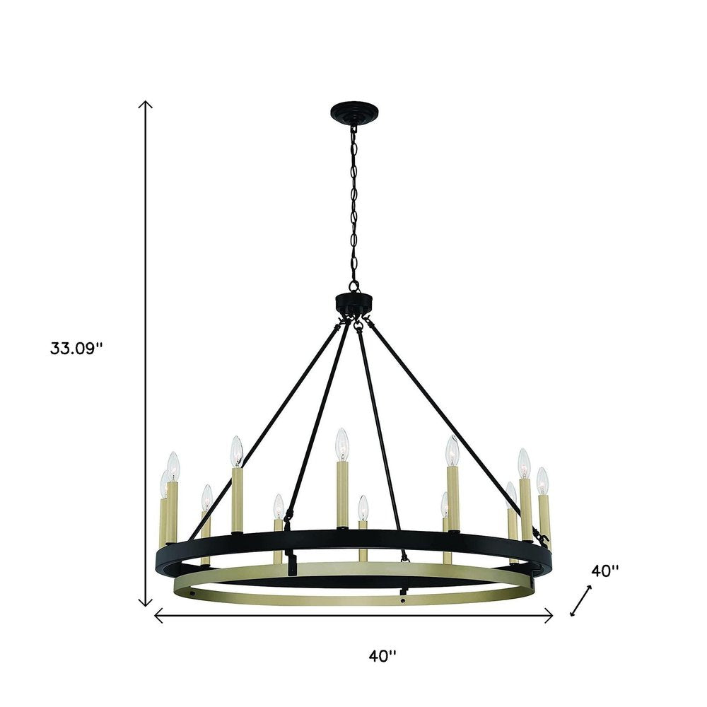Black Candle Style Twelve Light Metal Dimmable Chandelier