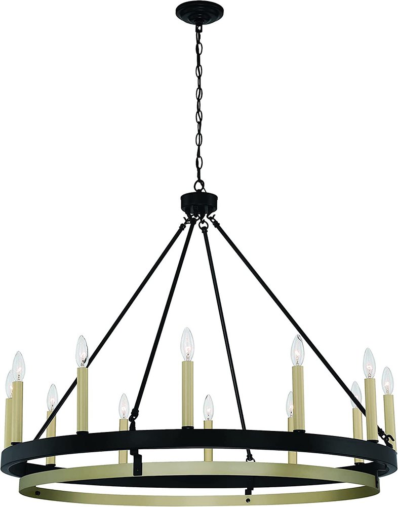 Black Candle Style Twelve Light Metal Dimmable Chandelier