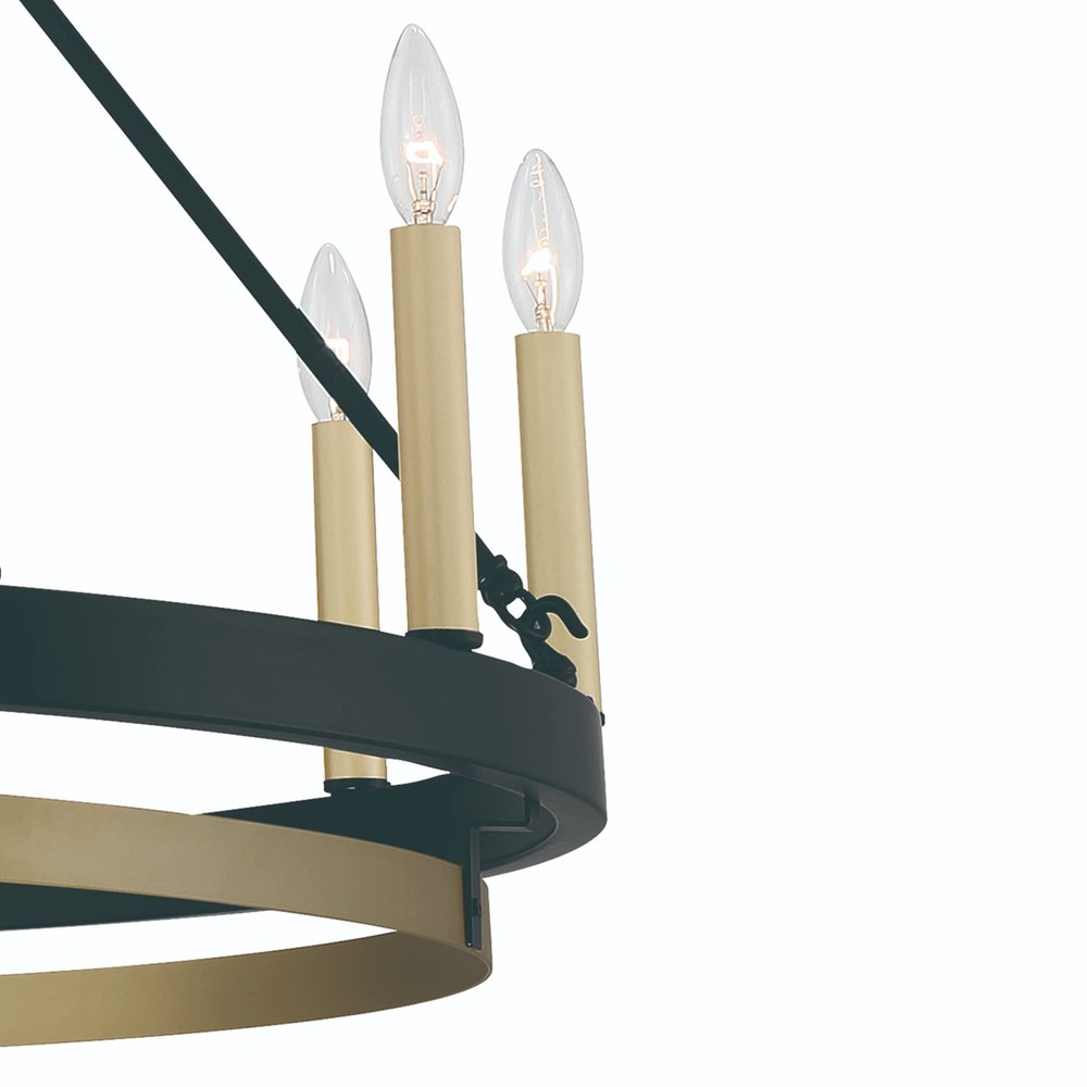 Black Candle Style Twelve Light Metal Dimmable Chandelier