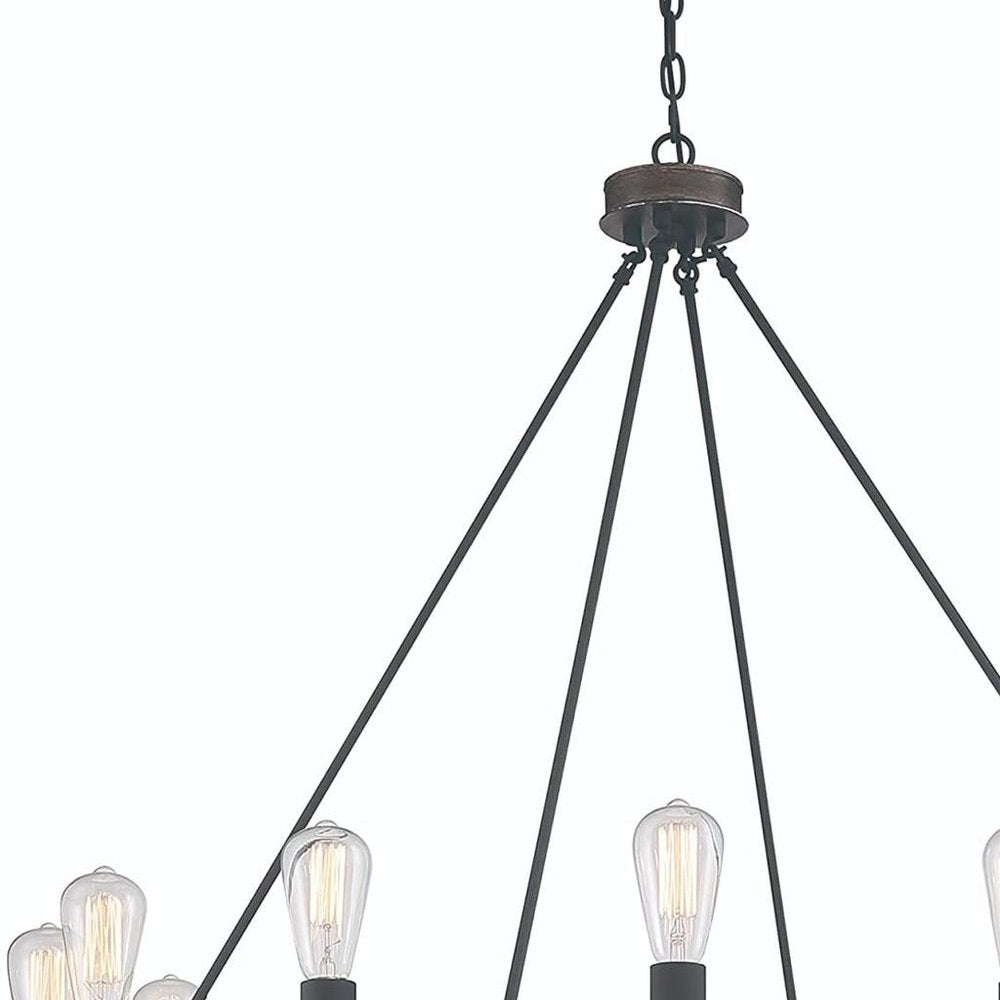 Brown And Black Candle Style Twelve Light Metal Dimmable Chandelier