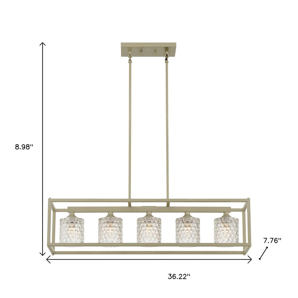 Silver Kitchen Island Five Light Metal Dimmable Chandelier With Clear Shades