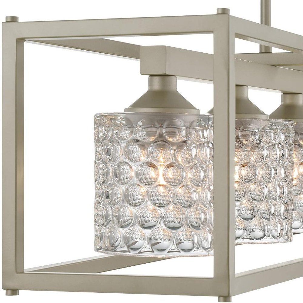 Silver Kitchen Island Five Light Metal Dimmable Chandelier With Clear Shades