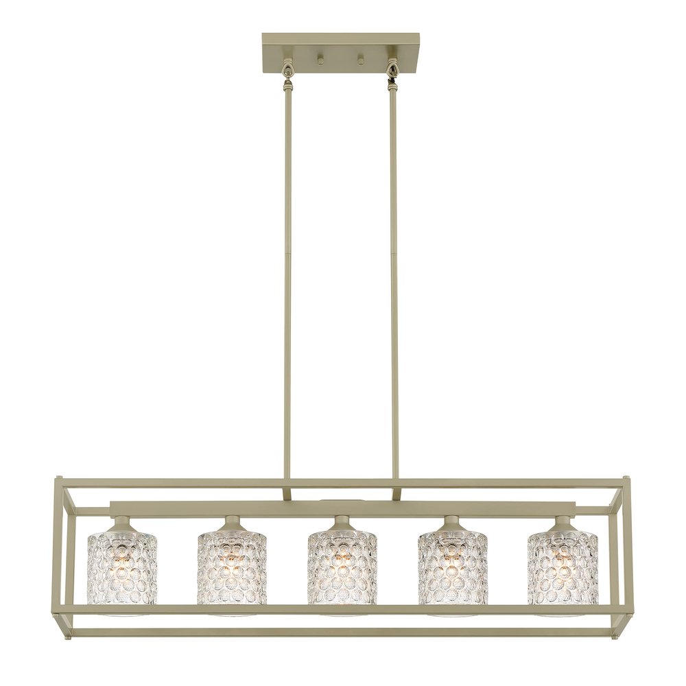 Silver Kitchen Island Five Light Metal Dimmable Chandelier With Clear Shades