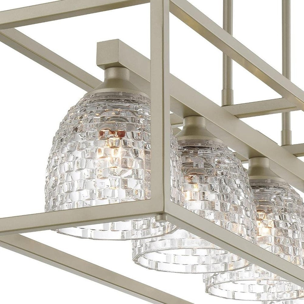 Clear Kitchen Island Five Light Metal Dimmable Chandelier With Clear Shades