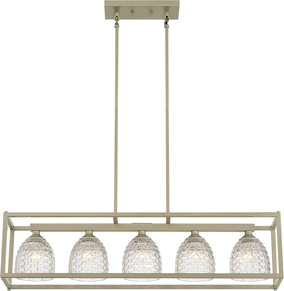 Clear Kitchen Island Five Light Metal Dimmable Chandelier With Clear Shades