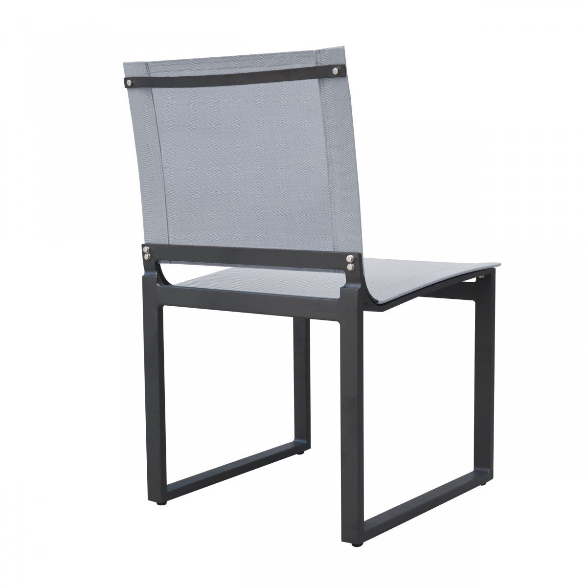 Set of Two 20" Gray and Black Metal Indoor Outdoor Dining Chair