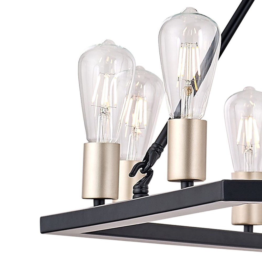 Black And Gold Candle Style Twelve Light Metal Dimmable Chandelier