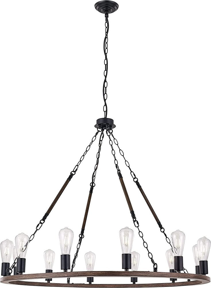 Brown And Black Candle Style Twelve Light Metal Dimmable Chandelier